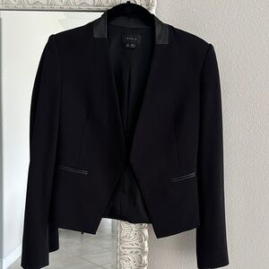 Theory Black Lanai Blazer with Lamb Leather Accents